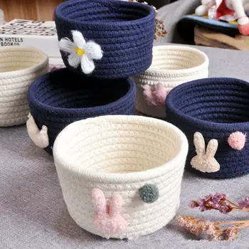 15*9cm Cotton Rope Woven Basket with Fluffy Crown Rabbit Pattern Home Desktop Sundries Cosmetic Toy Storage Baskets Organizer
15*9cm Cotton Rope Woven Basket with Fluffy Crown Rabbit Pattern Home Desktop Sundries Cosmetic Toy Storage Baskets Organizer