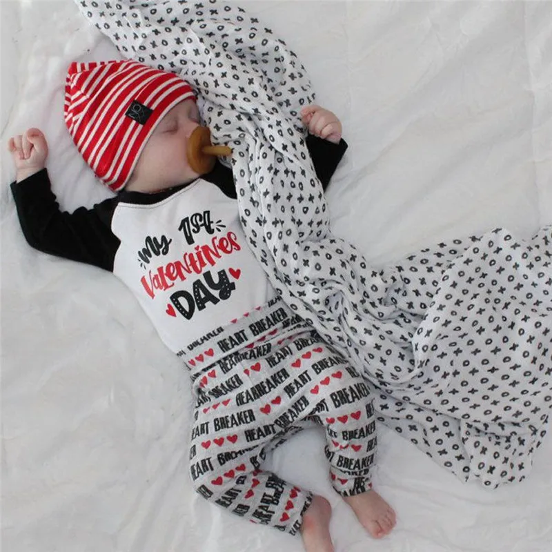 Fashion Valentines Newborn Infant Baby Boy Clothing Set Cotton Letter Tops Pants Hat Kids Outfit Tracksuit Set
Fashion Valentines Newborn Infant Baby Boy Clothing Set Cotton Letter Tops Pants Hat Kids Outfit Tracksuit Set