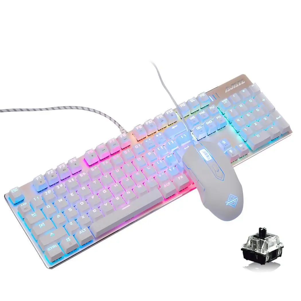 USB Wired Mechanical Feel Keyboard LED Optical Black Axis, Green Axis Gaming Mouse Set 104 keys
USB Wired Mechanical Feel Keyboard LED Optical Black Axis, Green Axis Gaming Mouse Set 104 keys