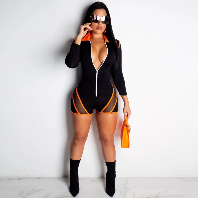 Sexy Shorts Jumpsuit Skinny Bodysuit Women Romper Mesh ZIPPER Turn Down Collar Long Sleeve Fitness Playsuit Club Party Summer
Sexy Shorts Jumpsuit Skinny Bodysuit Women Romper Mesh ZIPPER Turn Down Collar Long Sleeve Fitness Playsuit Club Party Summer
