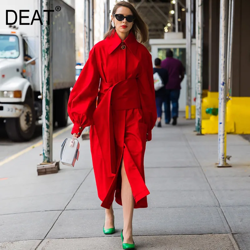 DEAT 2018 new autumnlantern sleeves women clothing Windbreaker Loose Coat Red Overcoat Woman and waist belts wide WC01603L
DEAT 2018 new autumnlantern sleeves women clothing Windbreaker Loose Coat Red Overcoat Woman and waist belts wide WC01603L