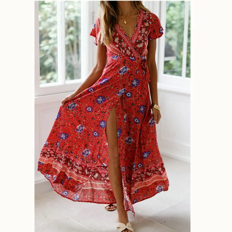 Hirigin Women Summer Boho New Fashion Sexy Dress With V Neckline Long Maxi Beach Long Dress Hot Floral Party Robe Femme
Hirigin Women Summer Boho New Fashion Sexy Dress With V Neckline Long Maxi Beach Long Dress Hot Floral Party Robe Femme