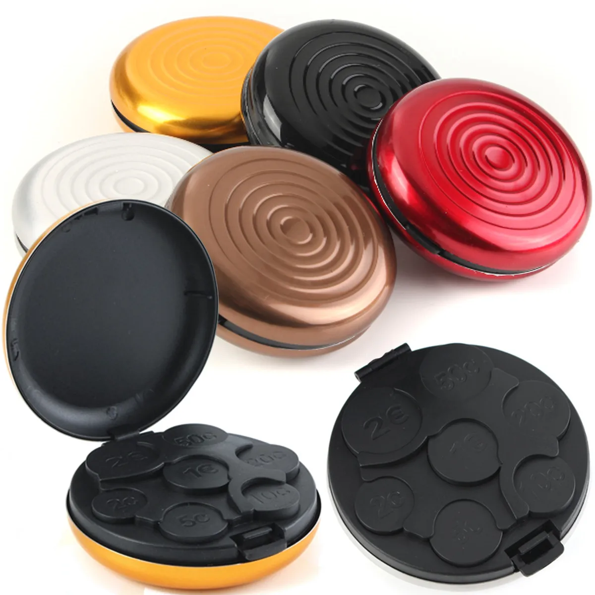 Round Shape Aluminium Euro Dollar Coin Storage Case Box Dispenser Holder Purse Wallet Hold Coins Container Collection
Round Shape Aluminium Euro Dollar Coin Storage Case Box Dispenser Holder Purse Wallet Hold Coins Container Collection
