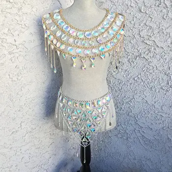Body Chain Jewelry Rhinestone Crop Top Mini Tassel Skirt Set Club Party Festival Bra Chainmail Bralette Rave Holiday Jewelry
Body Chain Jewelry Rhinestone Crop Top Mini Tassel Skirt Set Club Party Festival Bra Chainmail Bralette Rave Holiday Jewelry