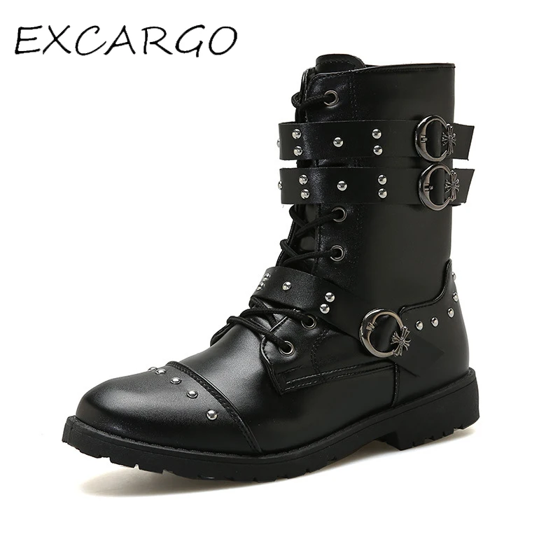 EXCARGO Mid Calf Boots Men Shoes PU Zipper Rivet Martinboots Shoes For Men 2019 Fashion Male Boots Autumn Shoes Black Buckle
EXCARGO Mid Calf Boots Men Shoes PU Zipper Rivet Martinboots Shoes For Men 2019 Fashion Male Boots Autumn Shoes Black Buckle