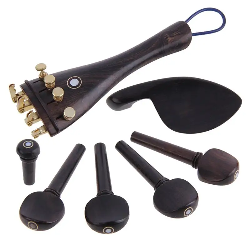 Natrual Ebony Wood Violin Pegs / Chin Rest End Pin Tuners Tail Gut for 4/4 | Спорт и развлечения