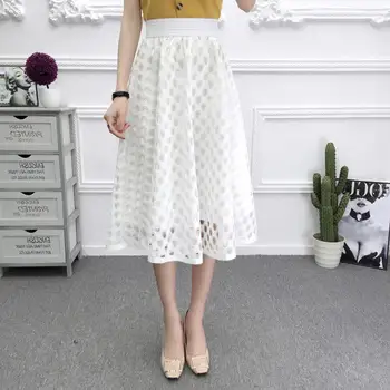 MISSKY Women Summer Skirt Solid Color A-line Hollow-out Lace High Waist Knee Length Long Skirt Female Clothes
MISSKY Women Summer Skirt Solid Color A-line Hollow-out Lace High Waist Knee Length Long Skirt Female Clothes