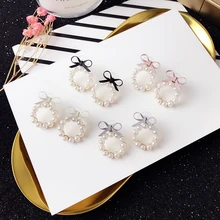 Haute qualité femmes 6 couleurs charme d'été belle; géométrie colorée cercle perle boucles d'oreilles arc oreille Stud exquis cadeau de Jwelry(China)