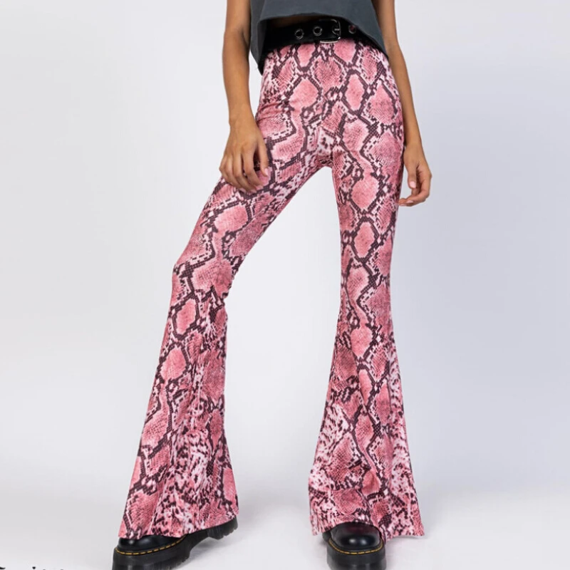 Sexy Snake Skin Printed Pants Flared Elastic High Waist Wide Leg Pants Women Trousers Sash Bottom Pantalon Femme
Sexy Snake Skin Printed Pants Flared Elastic High Waist Wide Leg Pants Women Trousers Sash Bottom Pantalon Femme