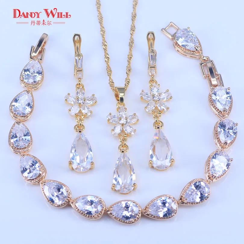 High Quality Elegant Gold Color Pear Flower Austrian Crystal Pendants Necklace Earrings Bracelets Bridal Jewelry Sets For Women
High Quality Elegant Gold Color Pear Flower Austrian Crystal Pendants Necklace Earrings Bracelets Bridal Jewelry Sets For Women
