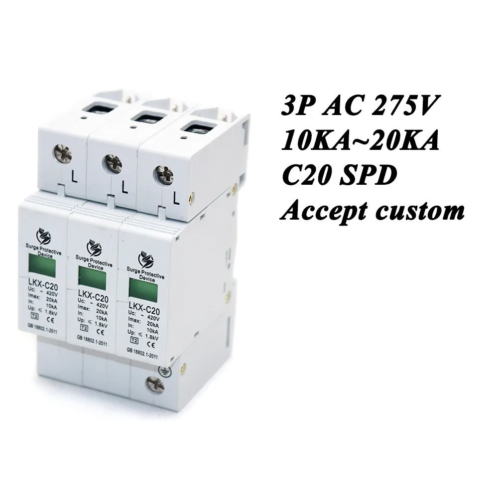 Hot sale C20-3P 10KA~20KA ~275V AC SPD House Surge Protector Protective Low-voltage Arrester Device 2P+N Lightning protection
Hot sale C20-3P 10KA~20KA ~275V AC SPD House Surge Protector Protective Low-voltage Arrester Device 2P+N Lightning protection