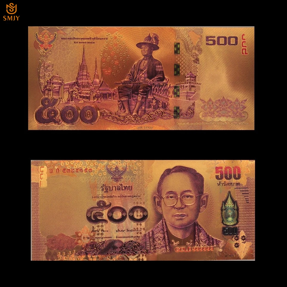 Thailand Colorful Currency 500 Baht Gold Banknote in 24k Gold Plated Paper Money Banknote Collection And Home Decorations
Thailand Colorful Currency 500 Baht Gold Banknote in 24k Gold Plated Paper Money Banknote Collection And Home Decorations