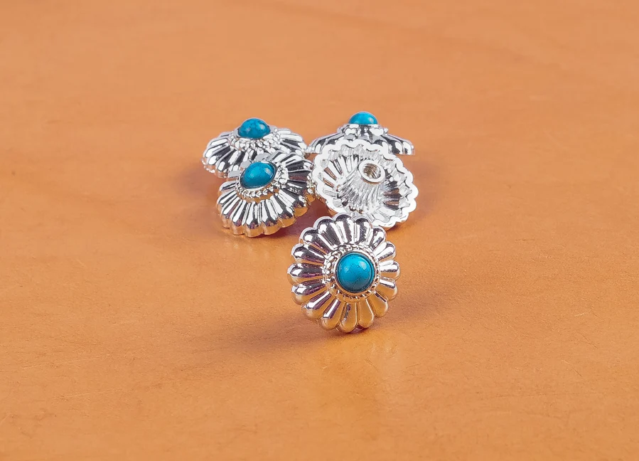 10PC 16MM WESTERN FLORAL NAVAJO TURQUOISE BLING SLIVER LEATHERCRAFT BUTTONS DECOR SCREWBACK FINDDINGS
10PC 16MM WESTERN FLORAL NAVAJO TURQUOISE BLING SLIVER LEATHERCRAFT BUTTONS DECOR SCREWBACK FINDDINGS