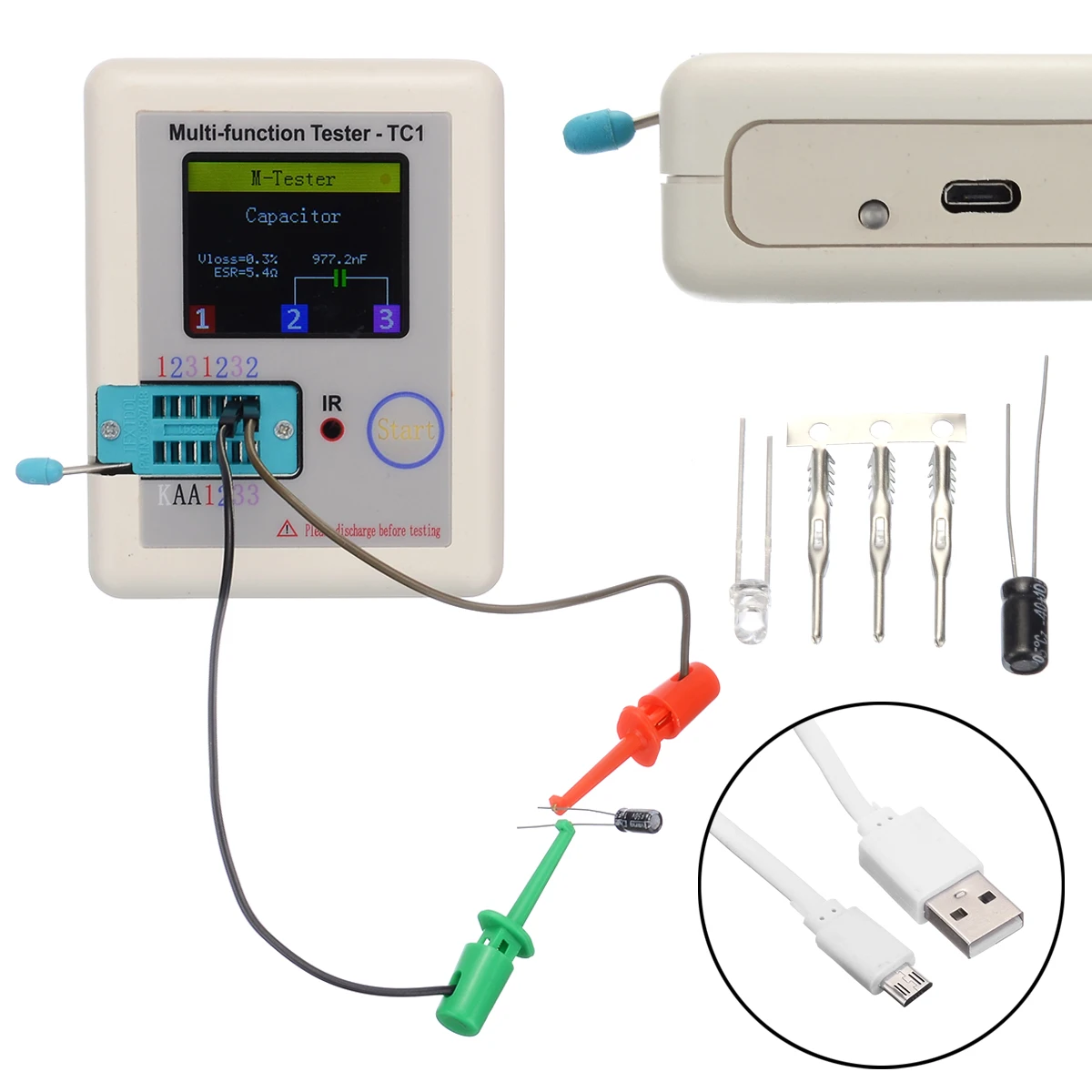 Full Color Graphics Display Electrical Transistor Tester TFT Screen LCR-TC1 Pocket Multifunction Transistor Tester Instrument
Full Color Graphics Display Electrical Transistor Tester TFT Screen LCR-TC1 Pocket Multifunction Transistor Tester Instrument