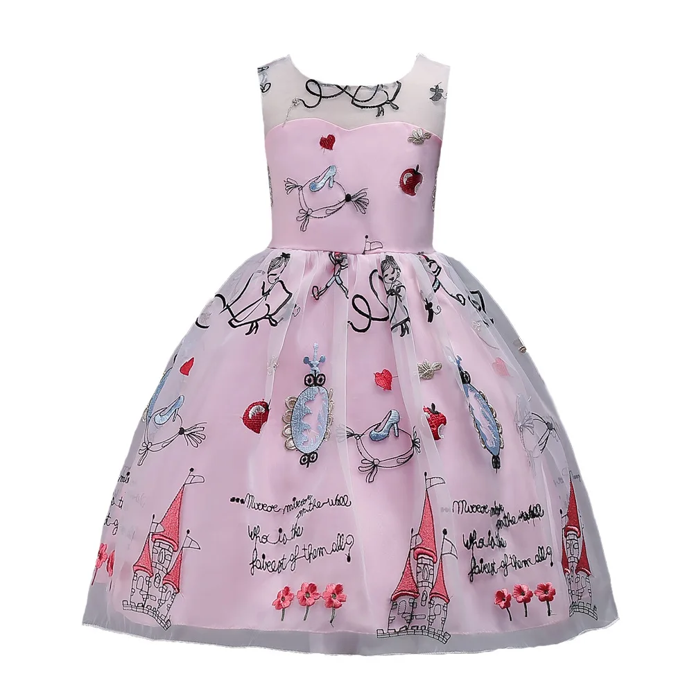 

Child Girl's Embroidery Applique Sash Dress Summer 2019 Dressing Costumes for Kids Teens Holdiay Princess Sundress 10 12 Years