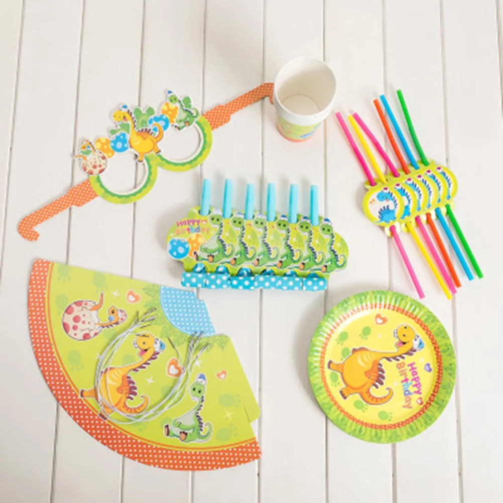 Dinosaur Theme Party Disposable Supply Set with Straw Glasses Blowouts Whistles Paper Cup Hat Plate Set for Kids Children
Dinosaur Theme Party Disposable Supply Set with Straw Glasses Blowouts Whistles Paper Cup Hat Plate Set for Kids Children