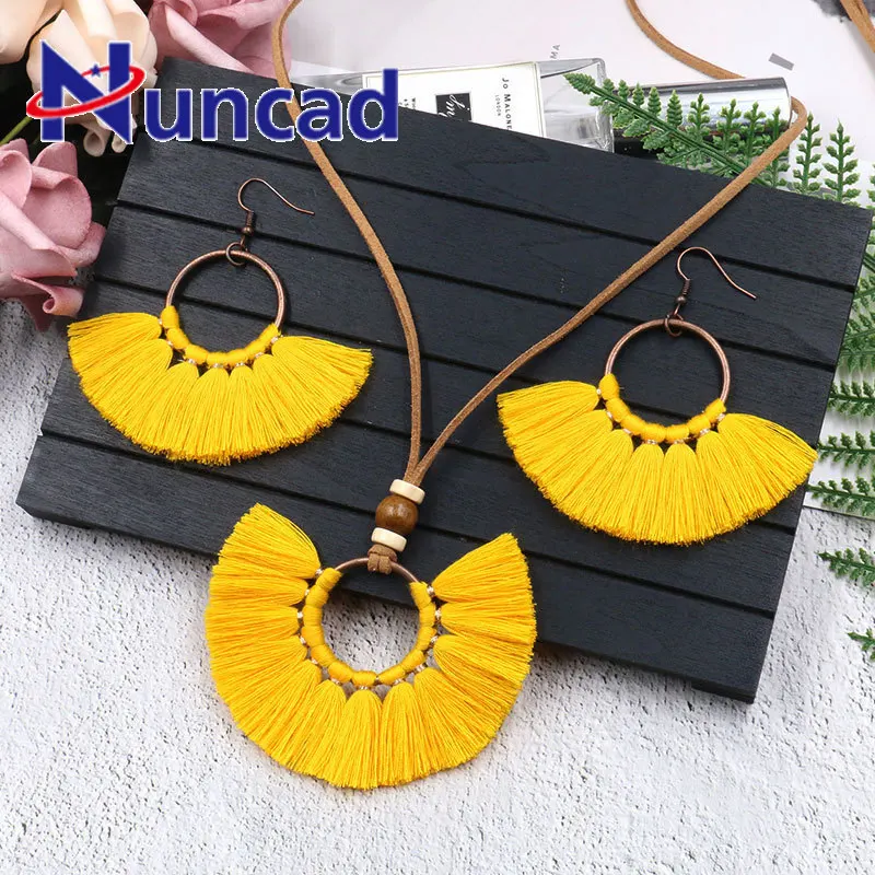 New Arrival Tassels Necklace Earrings Suit Manual Weave Multi-storey Cloth Long Chain Pendant Necklace Women's Jewelry Set
New Arrival Tassels Necklace Earrings Suit Manual Weave Multi-storey Cloth Long Chain Pendant Necklace Women's Jewelry Set