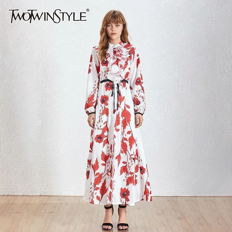 TWOTWINSTYLE Spring Print Women Dress Irregular Collar High Waist Lace Up Lantern Sleeve Ruffles Split Maxi Dresses Female 2019
TWOTWINSTYLE Spring Print Women Dress Irregular Collar High Waist Lace Up Lantern Sleeve Ruffles Split Maxi Dresses Female 2019