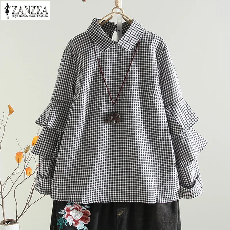 ZANZEA Elegant Ruffled Blouse Women Check Tunic Top Female Casual Plaid Blusa Femininas Lady Long Sleeve Chemise Shirt Plus Size
ZANZEA Elegant Ruffled Blouse Women Check Tunic Top Female Casual Plaid Blusa Femininas Lady Long Sleeve Chemise Shirt Plus Size