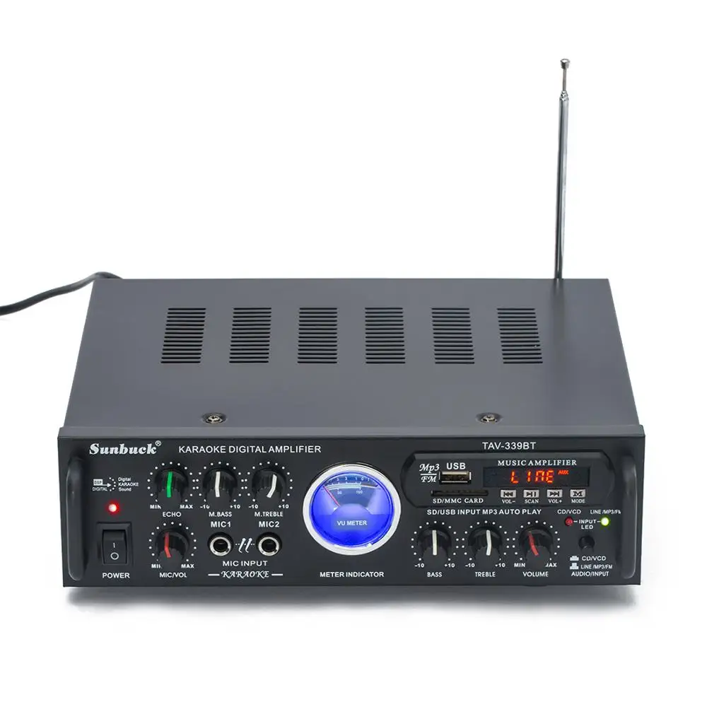 Автомобильный Hi Fi усилитель 12 В 220 110 2 1 канала 100 Вт Bluetooth FM SD USB с дистанционным
