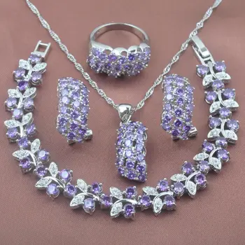 Silver Plated Jewelry Sets Natural Purple Crystal Women's Bracelet Necklace Pendant Earrings Ring YZ0282
Silver Plated Jewelry Sets Natural Purple Crystal Women's Bracelet Necklace Pendant Earrings Ring YZ0282