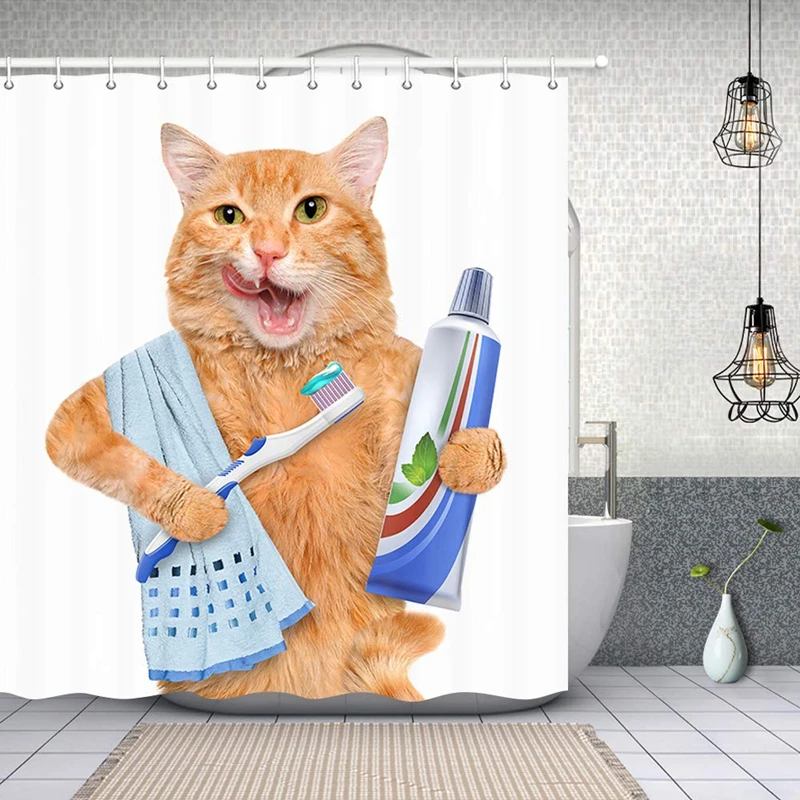 Funny Cat Animals Shower Curtain Decor Novelty Kitten Cat with Toothpaste Bathroom Curtains Waterproof Bathtub Accessories Gifts
Funny Cat Animals Shower Curtain Decor Novelty Kitten Cat with Toothpaste Bathroom Curtains Waterproof Bathtub Accessories Gifts