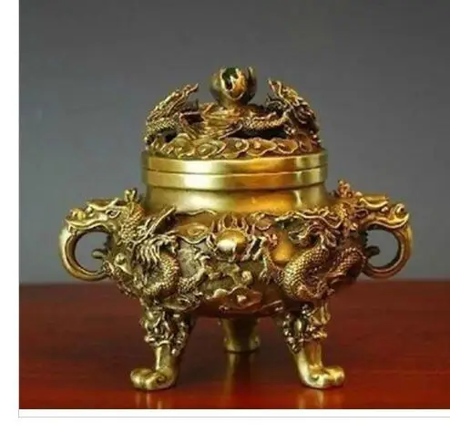 decoration bronze factory Pure Brass Antique Exquisite Collectible Chinese Brass Dragons Incense Burner
decoration bronze factory Pure Brass Antique Exquisite Collectible Chinese Brass Dragons Incense Burner