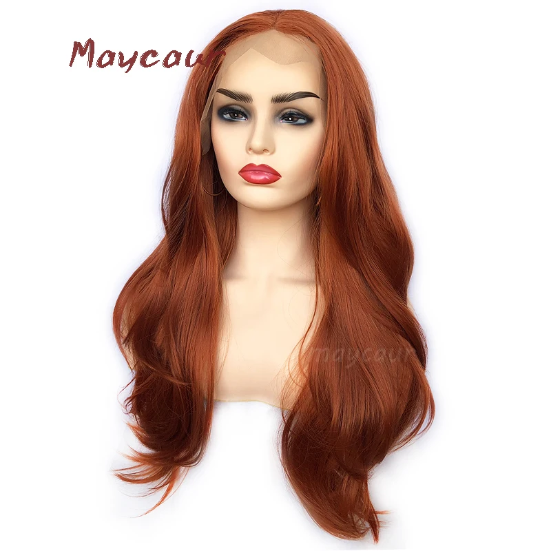 Maycaur длинные натуральные волосы прямые синтетические кружевные передние парики