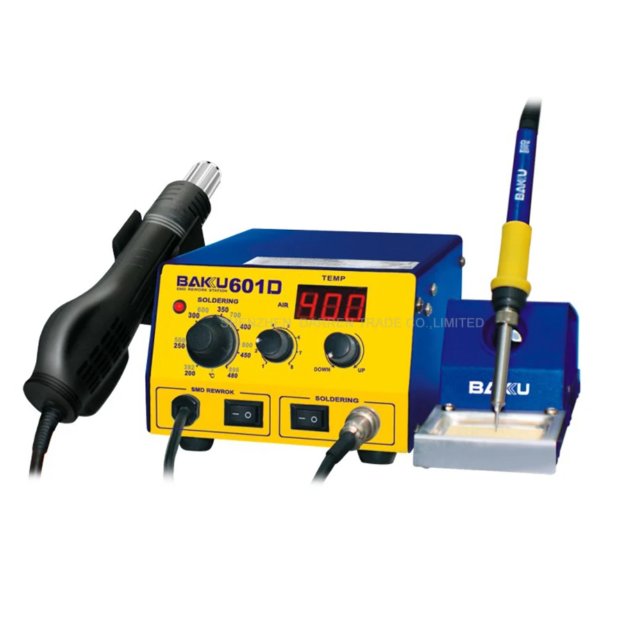 Hot Air SMD Rework Station 220V/110V LED Digital Display Soldering Station BGA Rework BAKU BK-601D
Hot Air SMD Rework Station 220V/110V LED Digital Display Soldering Station BGA Rework BAKU BK-601D