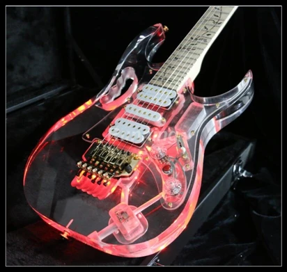 Colorful Electric Guitar Led light acrylic body abalone flower inlay on maple fretboard gold hardware
Colorful Electric Guitar Led light acrylic body abalone flower inlay on maple fretboard gold hardware