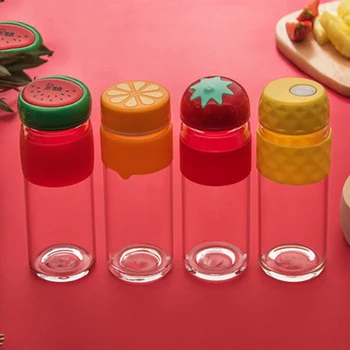 Cute Colored Transparent Drinking Creative Glass Cup Durable Tea Glasses Cups Lid Tasse Glassware Bottle Glass Products50M1076