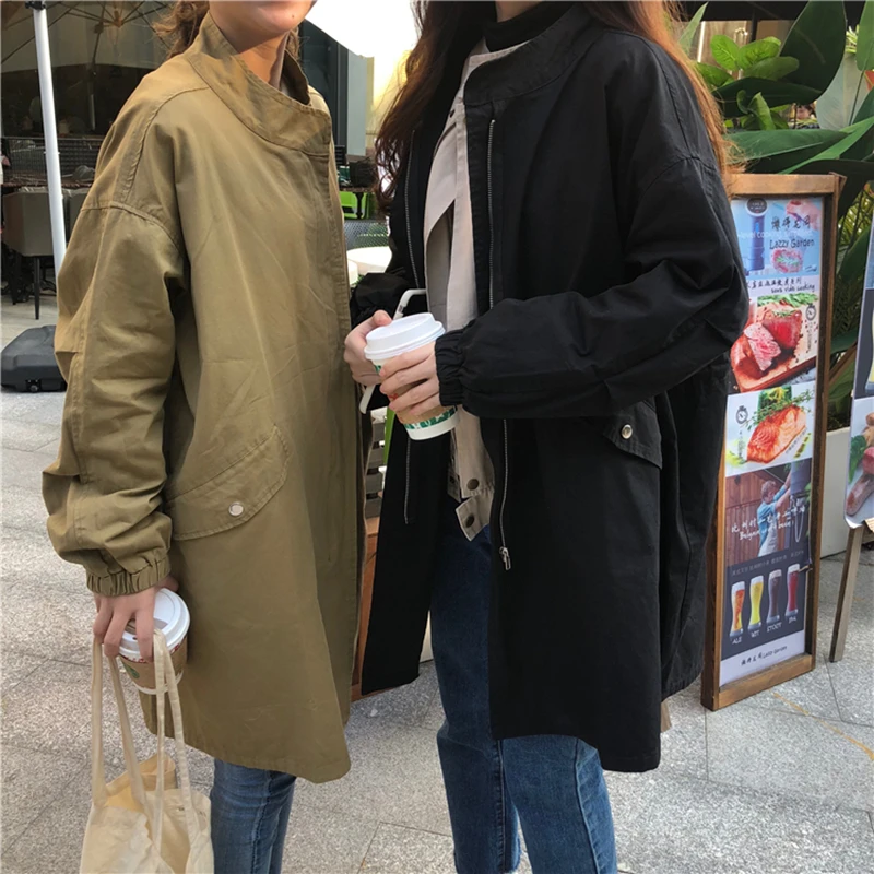 2019 Spring BF Woman Loose Cotton Trenches Fashoin Long Oversize Casual Coats Outerwears Stand Collar
2019 Spring BF Woman Loose Cotton Trenches Fashoin Long Oversize Casual Coats Outerwears Stand Collar