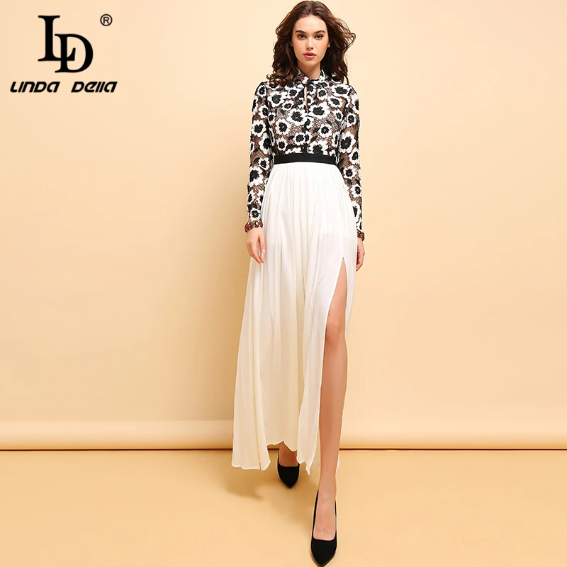 LD LINDA DELLA Autumn Maxi Long Dress Women's Long Sleeve Floral Embroidery Hollow Out Splice Side slit Elegant Party Dresses
LD LINDA DELLA Autumn Maxi Long Dress Women's Long Sleeve Floral Embroidery Hollow Out Splice Side slit Elegant Party Dresses