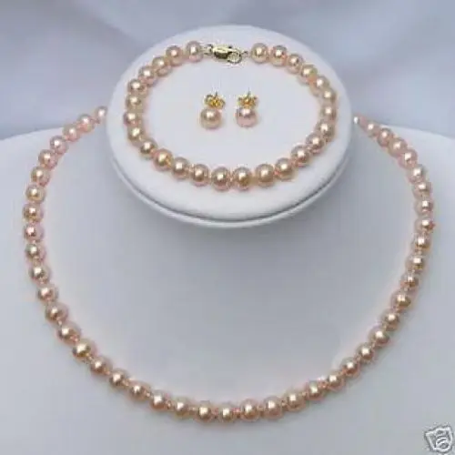 Hot sale new Style >>>> 7- 8MM pink freshwater cultured pearl necklace bracelet earring set
Hot sale new Style >>>> 7- 8MM pink freshwater cultured pearl necklace bracelet earring set
