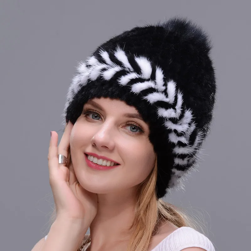 New Fashion Winter Ear Warm Women Knitting Two-color Match Cap Real Natural Mink Hats Cross-weave With Fox Fur Pompom On The Top
New Fashion Winter Ear Warm Women Knitting Two-color Match Cap Real Natural Mink Hats Cross-weave With Fox Fur Pompom On The Top
