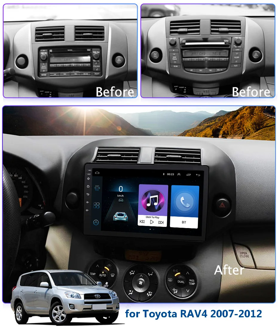 Cheap 10.1 inch 2.5D IPS Tempered HD multi-touch screen Android 8.1 NAVI for Toyota RAV4 2007-2012 with Bluetooth USB WIFI support SWC 1