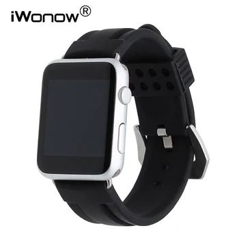 Silicone Rubber Watch Band for iWatch Apple Watch 38mm 42mm Stainless Brush Tang Clasp Strap Wrist Belt Bracelet Black + Adapter
Silicone Rubber Watch Band for iWatch Apple Watch 38mm 42mm Stainless Brush Tang Clasp Strap Wrist Belt Bracelet Black + Adapter