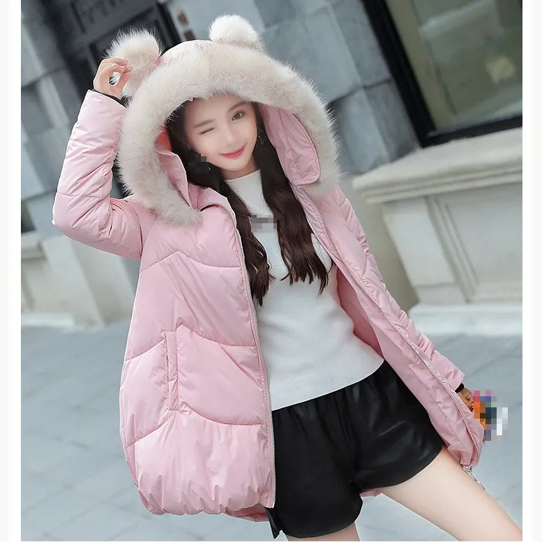 2018 Winter Girls Women Parka Coat Cute Ear Large Fur Hooded Parka Outwear Female Thick Warm Padded Jacket
2018 Winter Girls Women Parka Coat Cute Ear Large Fur Hooded Parka Outwear Female Thick Warm Padded Jacket