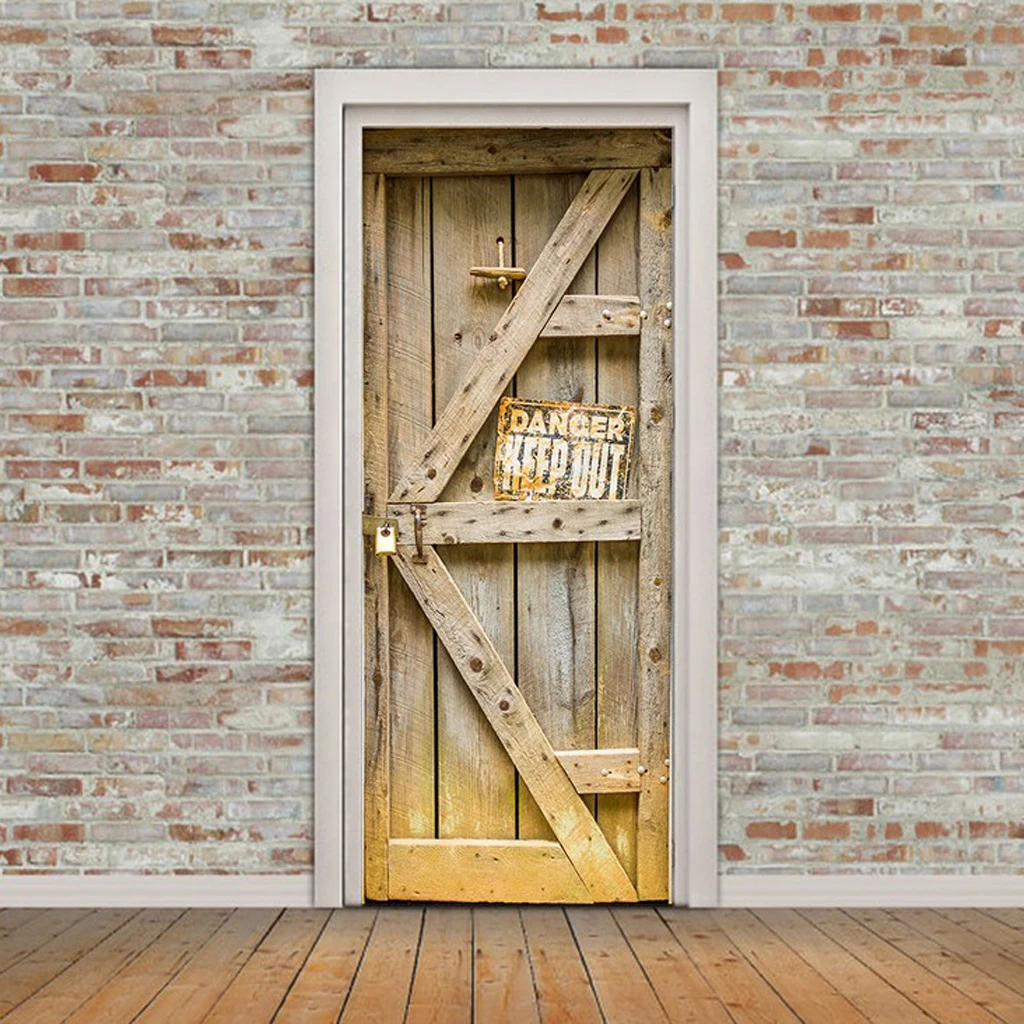2pcs 3D Self Adhesive Door Wall Fridge Sticker Wrap Mural Wooden Door