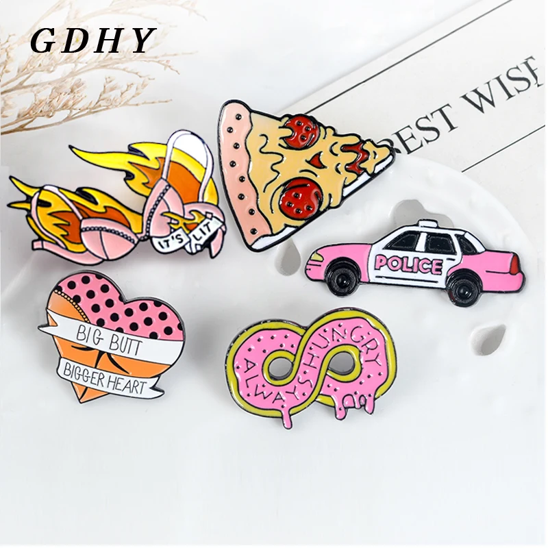 GDHY Pink Series enamel pin Car Pizza Heart Pig ALWAYS HUNGRY Doughnut IT'S LIT Bra Brooch Sexy Cute Badge For Kids Gift Jewelry
GDHY Pink Series enamel pin Car Pizza Heart Pig ALWAYS HUNGRY Doughnut IT'S LIT Bra Brooch Sexy Cute Badge For Kids Gift Jewelry