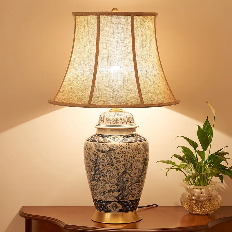 China Antique Living Room Vintage Table Lamp Porcelain Ceramic Table Lamp wedding decoration vase table lamp