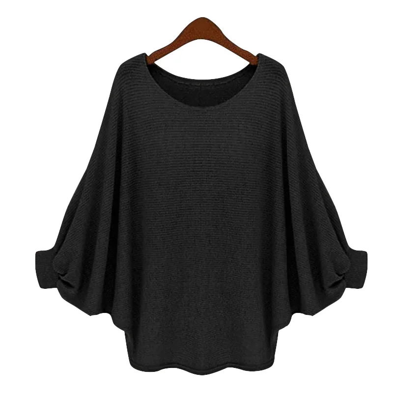 2018 Fashion Women Loose Casual Thin Pullovers Sweaters Baggy Batwing Sleeve Plain Jumper Sweater Soft Knitwear Spring Autumn