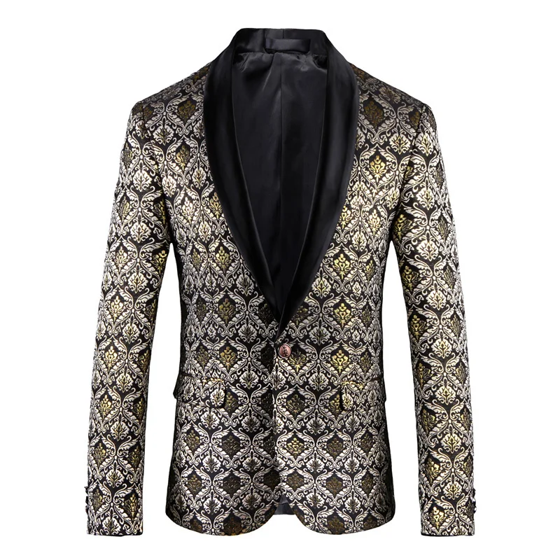 Paisley Pattern Gold Blazer With Contrast Black Collar Dinner Blazer Men 2020 Luxury Jacquard Prom Wedding Palace Blazer Men
Paisley Pattern Gold Blazer With Contrast Black Collar Dinner Blazer Men 2020 Luxury Jacquard Prom Wedding Palace Blazer Men