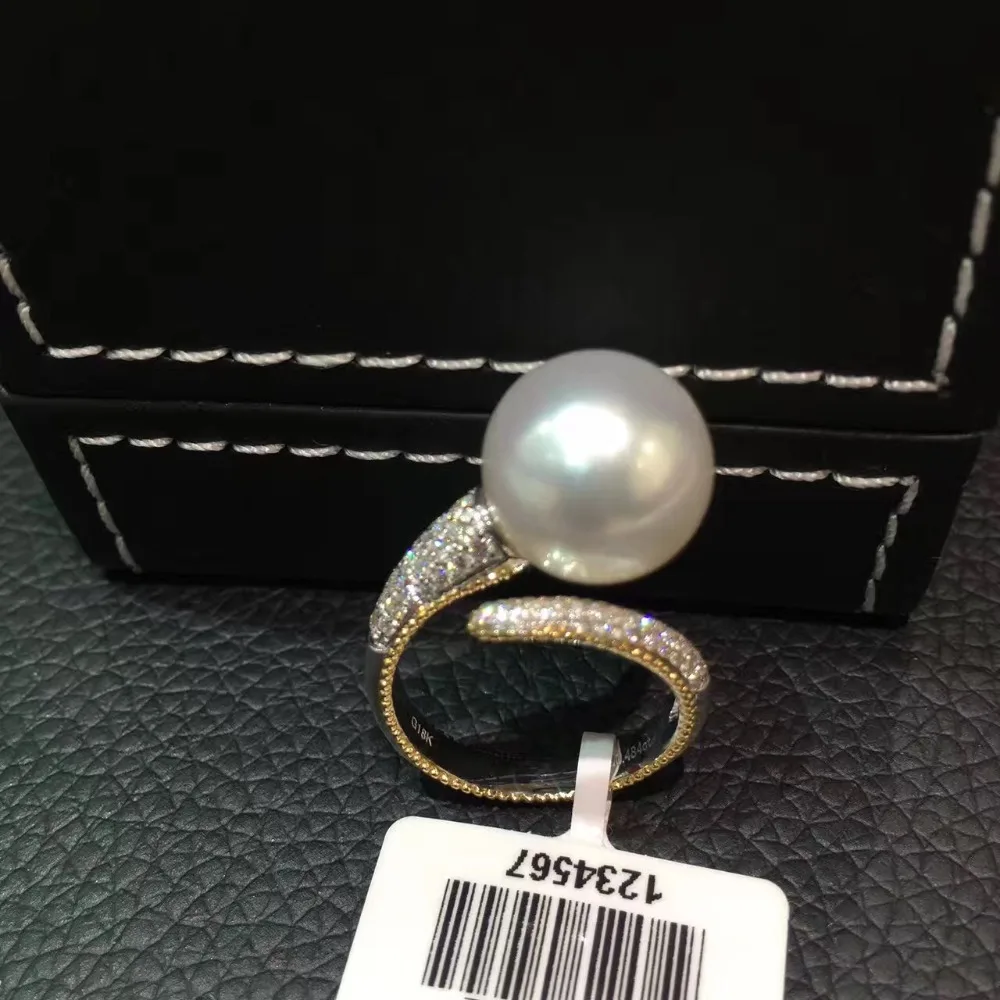 12-13MM natural southsea pearl ring 18K gold with diamond adjustable size big pearl ring fine women jewelry luxury
12-13MM natural southsea pearl ring 18K gold with diamond adjustable size big pearl ring fine women jewelry luxury
