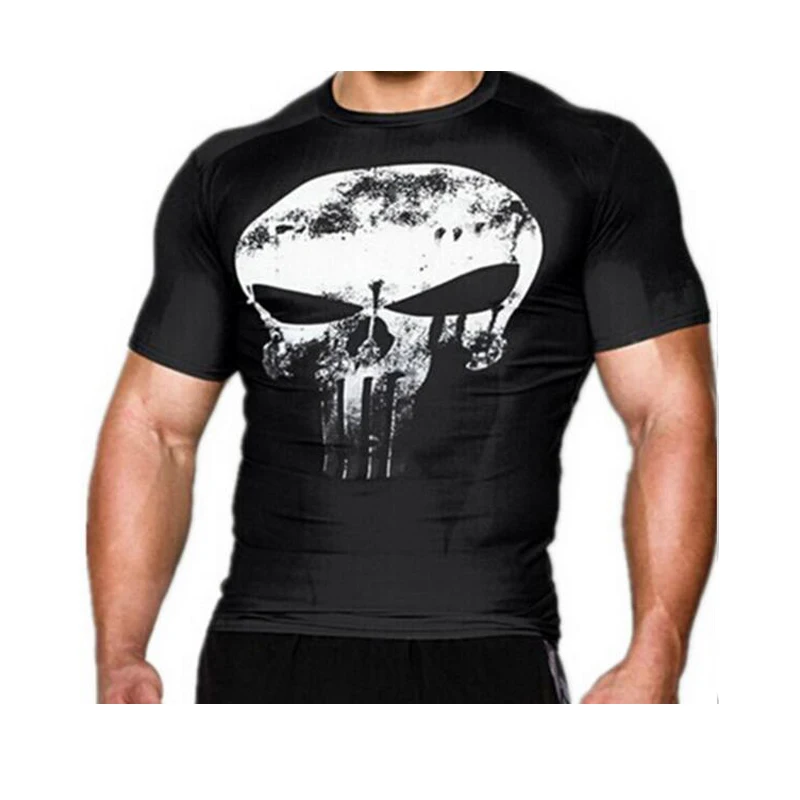 Image 2016  Compression Shirt 3D Punisher Skull Captain America Superman T Shirt Gym Fitness Tights Tshirt Sport Shirts