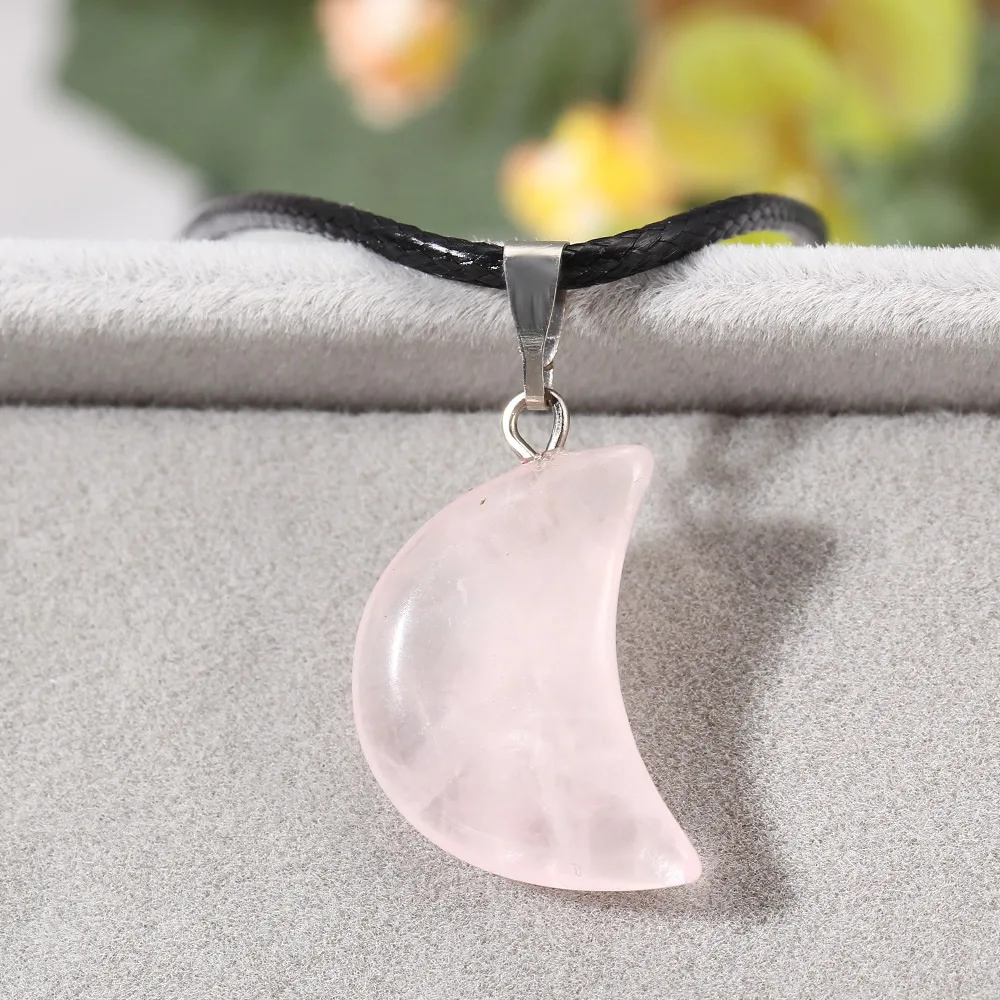 YYW Black PU Leather Cord Necklace Womens Moon Real Rose Stone Pendant Necklace Natural Stone Pink Quartz Stone Choker Necklace
YYW Black PU Leather Cord Necklace Womens Moon Real Rose Stone Pendant Necklace Natural Stone Pink Quartz Stone Choker Necklace
