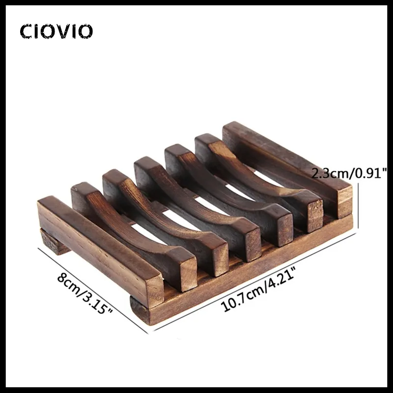 Soap Holder Dish Bathroom Shower Storage Support Plate Stand Wood Box Natural Soap Dishes