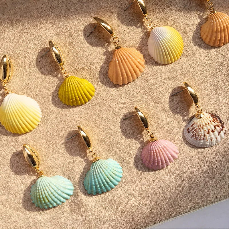 Enamel Shell Scallop Cowrie Stud Earrings Big Retro Colorful Oil Natural Fan Shape Shell Earrings Exquisite Beach Party
Enamel Shell Scallop Cowrie Stud Earrings Big Retro Colorful Oil Natural Fan Shape Shell Earrings Exquisite Beach Party