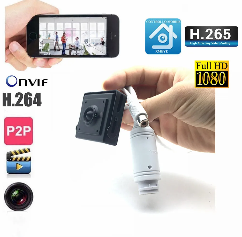 

2.0 Megapixel Sony IMX323 Mobile Phone Remote View Mini Micro 1080P HD P2P IP Network Atm Camera With POE And Audio Input