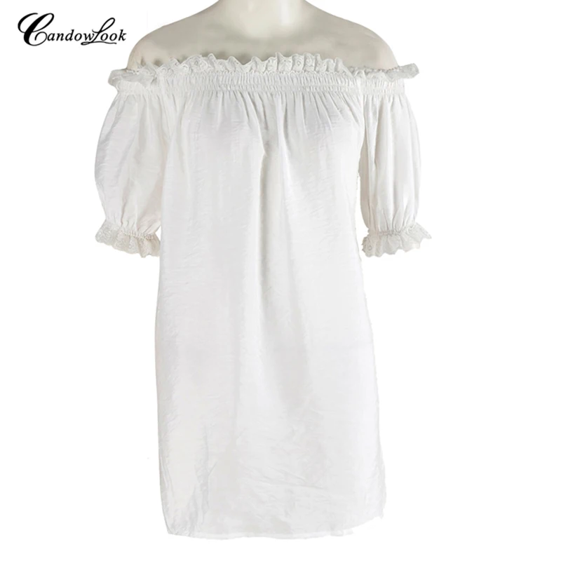 2018 New Fashion White Womens Clothing Lace Off The Shoulder Shirts Loose Elastic Ruffle Bell Sleeve Blouses Peasant Tops
2018 New Fashion White Womens Clothing Lace Off The Shoulder Shirts Loose Elastic Ruffle Bell Sleeve Blouses Peasant Tops